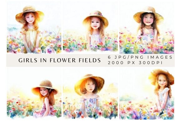 Download Girls in Flower Field Background Paper - Flower Collection