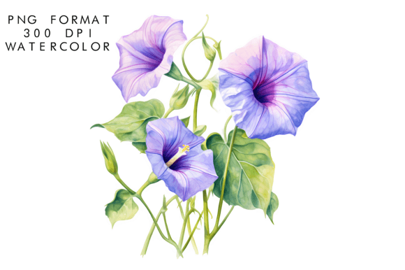 Download Watercolor Morning Glory Flower Clipart - Flower Collection
