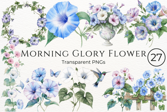 Download Morning Glory Flower Watercolor Cliparts - Flower Collection
