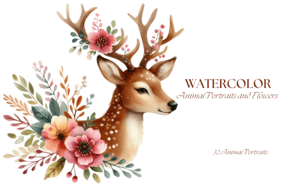 Download Watercolor Animal Portraits and Flowers - Flower Collection