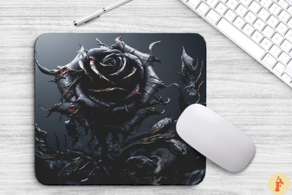 Download Black Rose and Thorns Mouse Pad Design - Premium Bundle