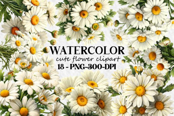 Download Watercolor Cute Flower Clipart Bundle - Flower Collection
