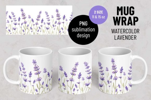 Download Lavender Flowers. Mug Wrap Sublimation - Flower Collection
